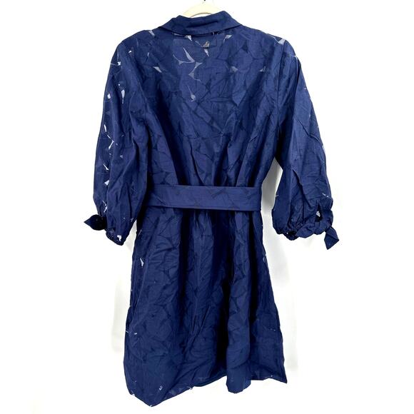 Lilly Pulitzer Women's True Navy Flora Faille Amrita Shirtdress Size 8 - Picture 7 of 9